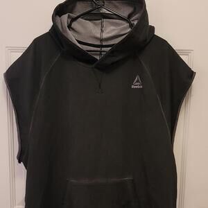 Sz.XL Reebok Charcoal Sleeveless Hoodie Front Kangaroo Style Pocket